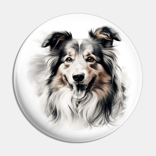 Tri color Sheltie Watercolor Portrait Pin by Danielleroyer