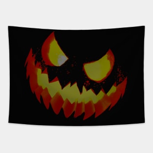 Scary Halloween Evil Laughing Yellow Orange Red Jack-O-Lantern Tapestry