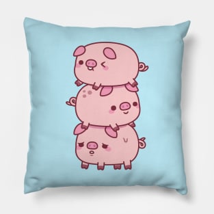 Cute Three Little Pigs Stacked Together Funny Pillow