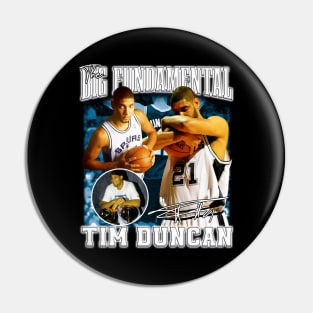 Tim Duncan The Big Fundamental Basketball Signature Vintage Retro 80s 90s Bootleg Rap Style Pin