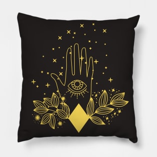 Gold Celestial Magic Hands Pillow