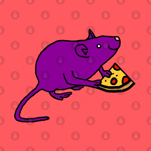 Funny Purple Rat with Pizza Slice by ellenhenryart