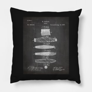 Cigar Making Patent - Cigar Smoker Smoke Tobacco Shop Art - Black Chalkboard Pillow