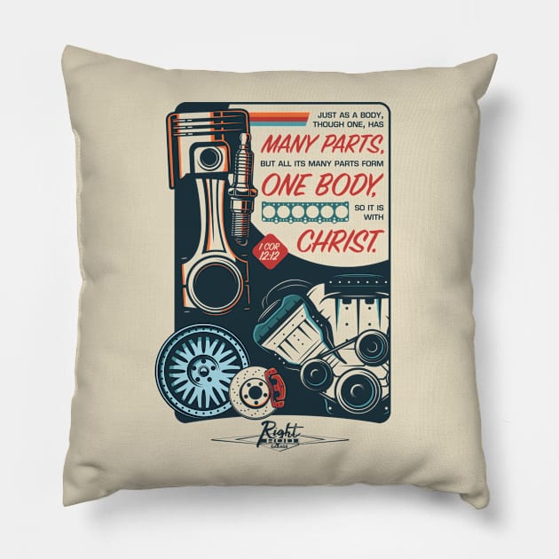 Many Parts, One Body Pillow by RightRodGarage