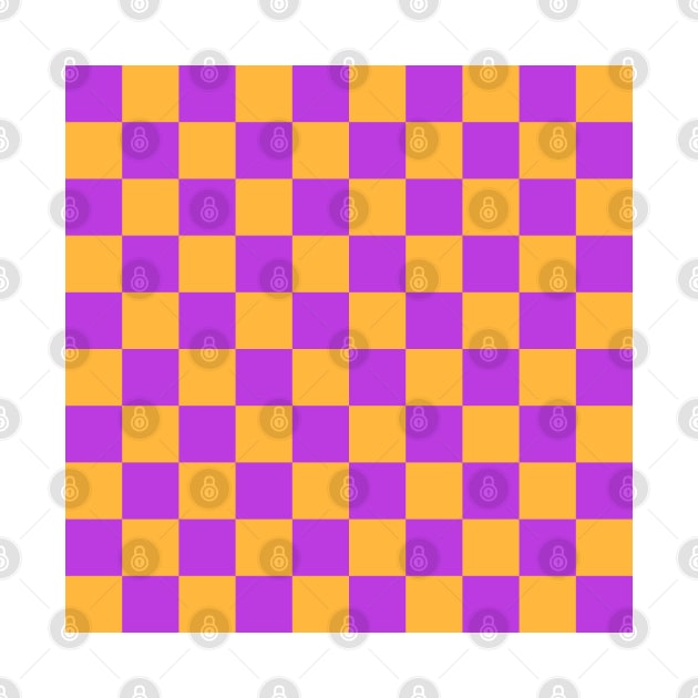 Checkerboard Square Seamless Pattern - Orange & Purple by DesignWood Atelier