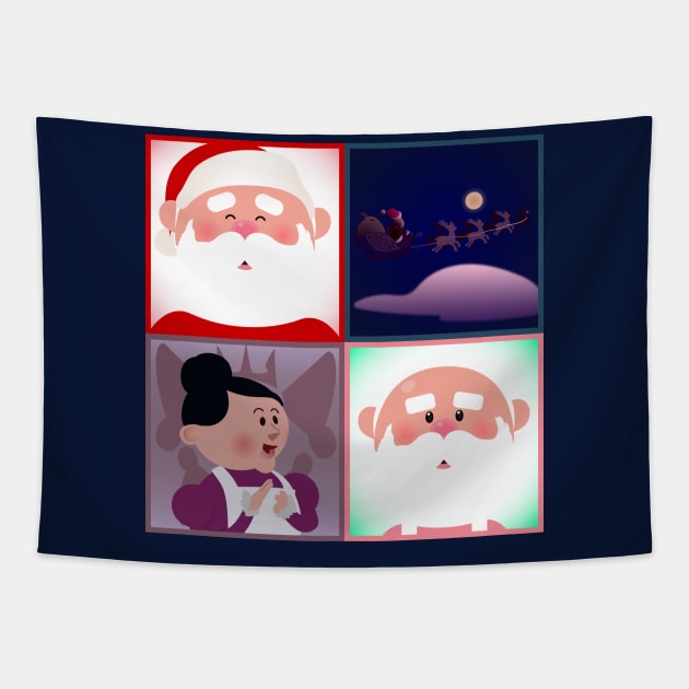 Rudolph - Santa Squares Tapestry by JPenfieldDesigns