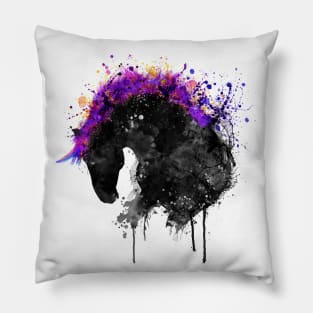 Horse Head Watercolor Silhouette Pillow