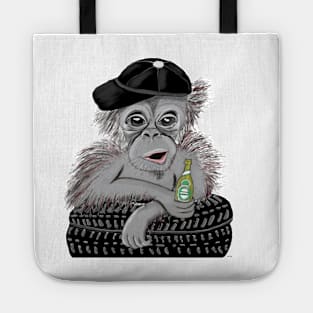 chimpanzee with beer Tote