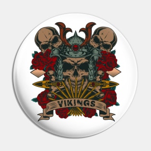 Skull vikings color Pin