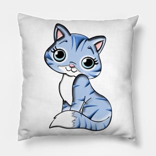 Cute blue cat / kitten Pillow