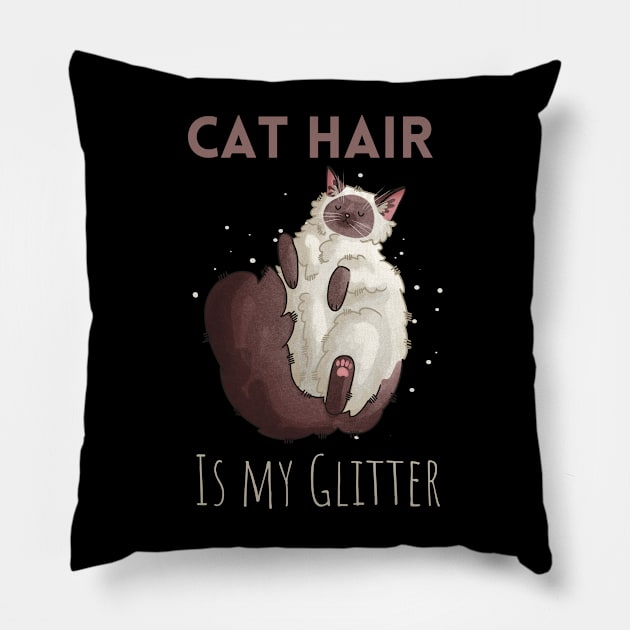 Cat Hair is my Glitter - Ragdoll cat Pillow by Feline Emporium