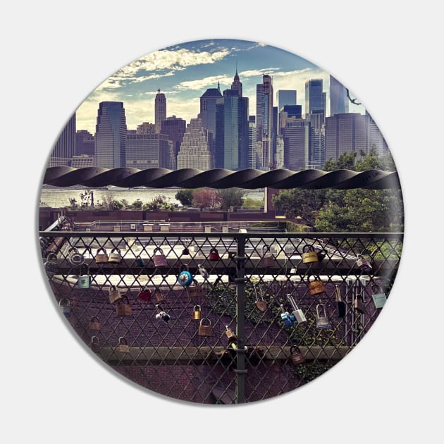 Manhattan Skyline Love Padlocks NYC Pin by eleonoraingrid