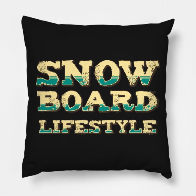 SnowBoard Lifestyle Extreme Sports Vintage Retro Style Pillow by Naumovski