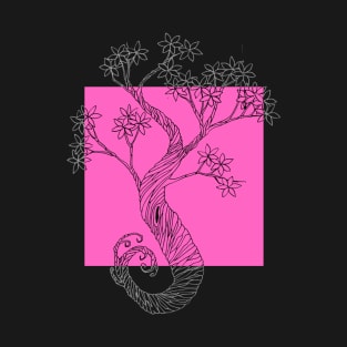 Fucsia Square Ink Tree T-Shirt