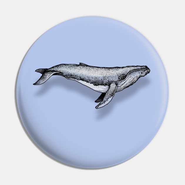 Blue Whale in engraving Pin by Creatum