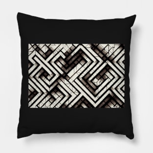 Black and White Maze Optical Illusion - Abstract Pattern Design Pillow