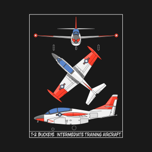 T-2 Buckeye American Jet Trainer Aircraft Diagram Gift T-Shirt