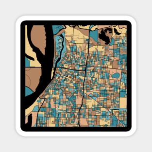Memphis Map Pattern in Mid Century Pastel Magnet