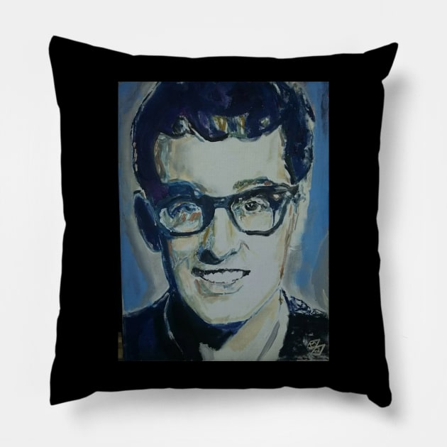 Buddy Holly Pillow by Mike Nesloney Art