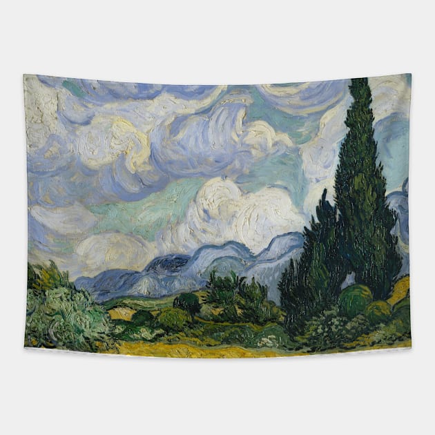 Vincent Van Gogh- A Wheatfield with Cypresses Tapestry by SybaDesign