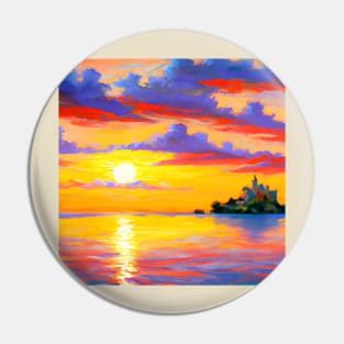 Fantasy cartoon Seascape Sunset Pin