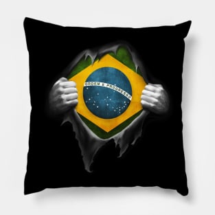 Brazil Flag Brazilian Roots DNA Pride Gift Pillow