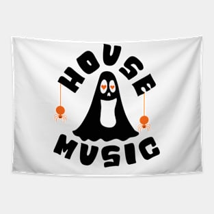 HOUSE MUSIC - Halloween Vibes (Black/Orange) Tapestry