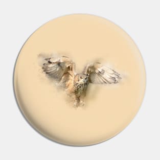 Watercolor Eagle Owl Hunting Pin