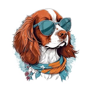 Cool Brittany Dog with Sunglasses T-Shirt