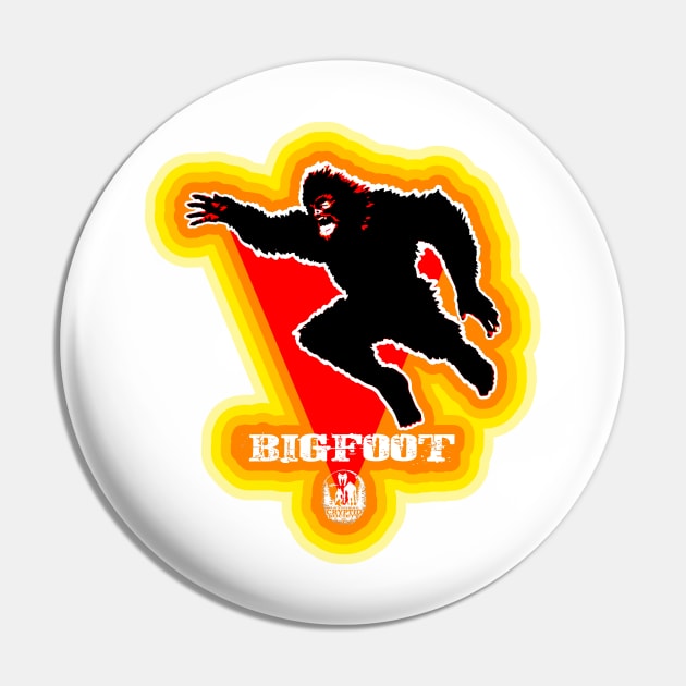 Action Bigfoot Sasquatch 70's Retro Vintage Movie Monster Pin by National Cryptid Society