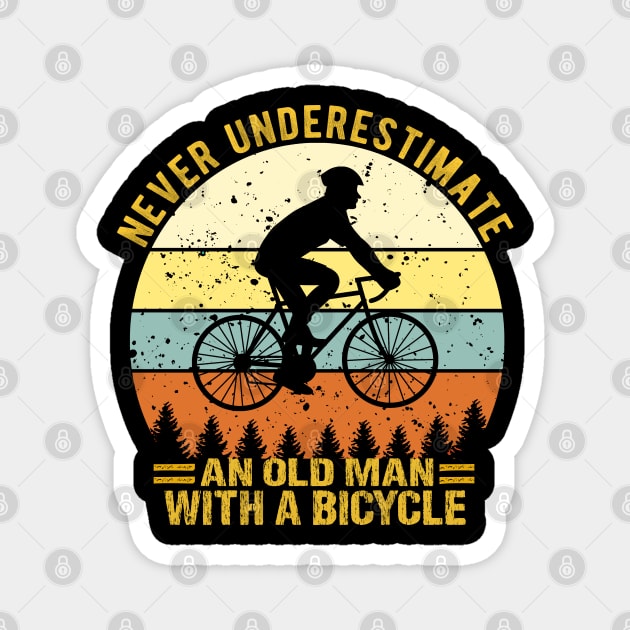 Never Underestimate an old man with a bicycle Magnet by semsim