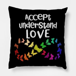 Accept Understand Love Neurodiversity Infinity Autism Pillow