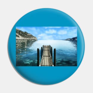 Pier on a Lake Digital Painting Pin