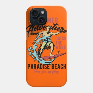 Paradise Beach summer surfer design vintage Phone Case