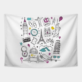 Around the World Travel Doodle - Travelling Tapestry