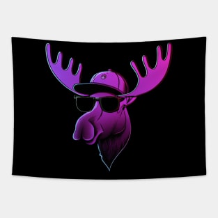 Hiphop Moose Funny Retro Purple Tapestry