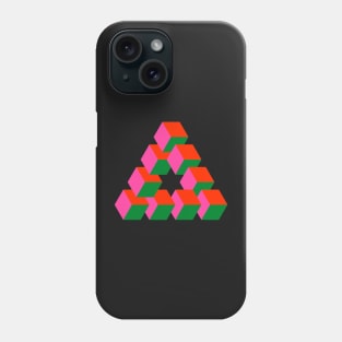 Cubes Optical Illusion in Pink, Red and Green Phone Case