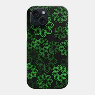 Neon Floral Green on Black Repeat 5748 Phone Case