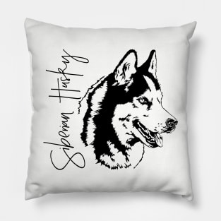 Funny Proud Siberian Husky dog portrait sled dog mom Pillow