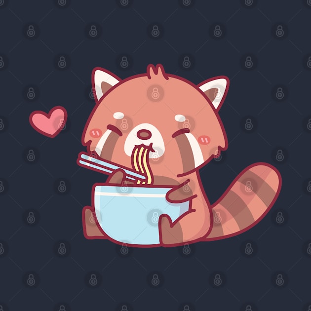 Cute Red Panda Eating Ramen Noodles by rustydoodle