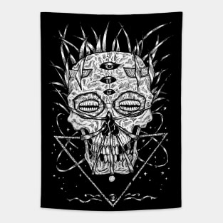 Cyberpunk Skull (11) Hand Drawn Original Artwork. Tapestry