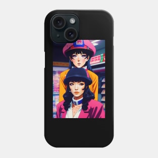 Cute Japanese girl anime,Vintage 90's anime style. Phone Case