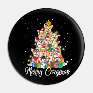 Merry Corgmas Corgi Christmas Tree Fairy Lights Dog Lovers Pin