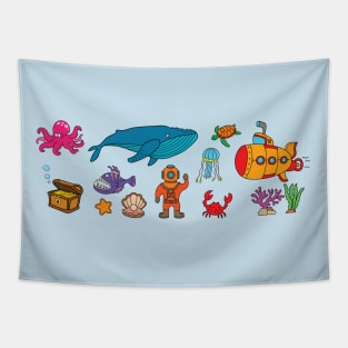 The wonderful life underwater deep sea creatures Tapestry