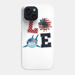 Love Shark And Sunflower American Flag Happy Independence Day Phone Case