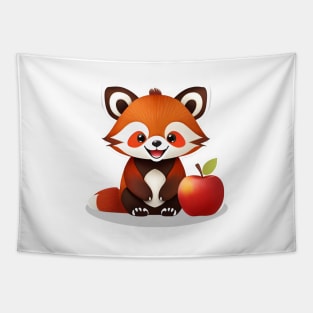 Red Panda Apple Tapestry