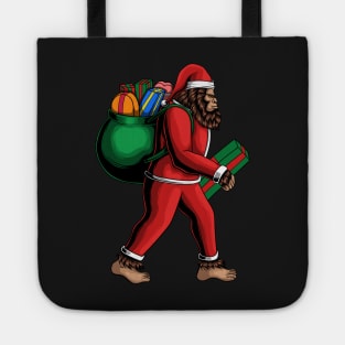 Santa Sasquatch is Coming to Town, Christmas Bigfoot Funny Design Tote