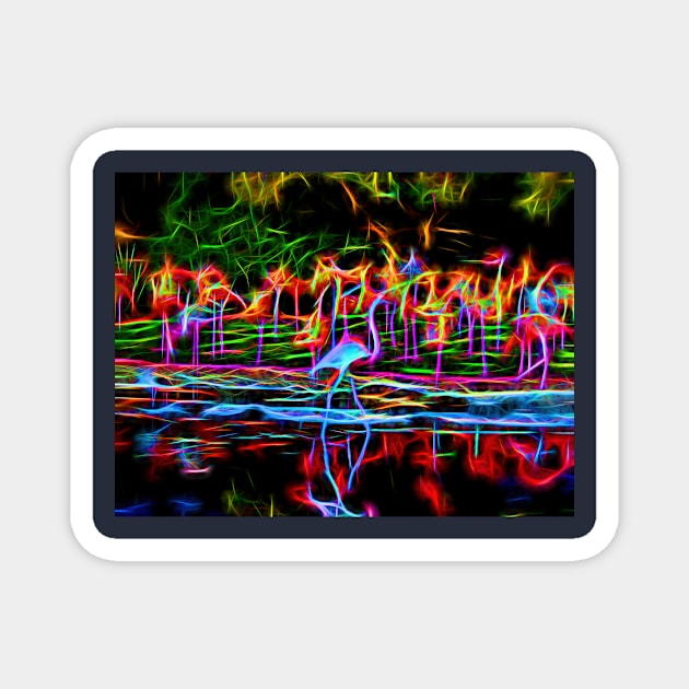 Flaming Flamingos Magnet by Fred Newman Fine Art