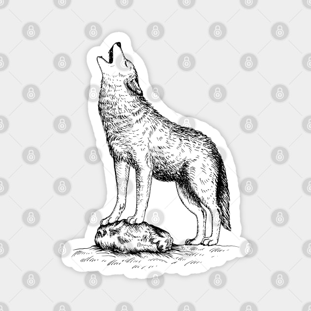 Howling Wolf Magnet by illucalliart