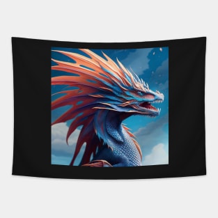 Ferocious Blue and Orange Frilled Dragon Tapestry